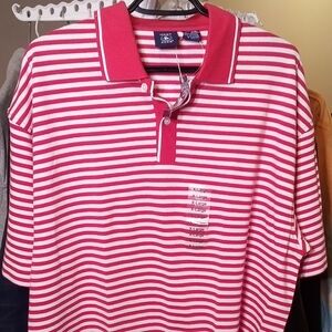 The Hunt Club Red and White Striped Men's Polo shirt. Short Sleeve Sz XL NWT